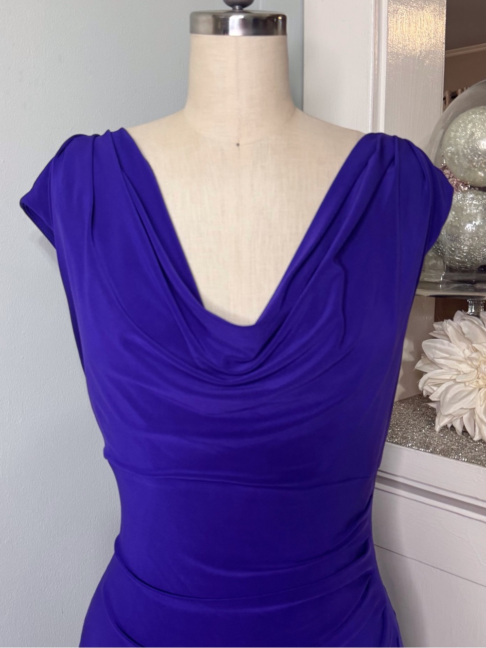 Ralph Lauren Purple Jersey Ruched Sheath Dress 12 - Picture 3 of 10